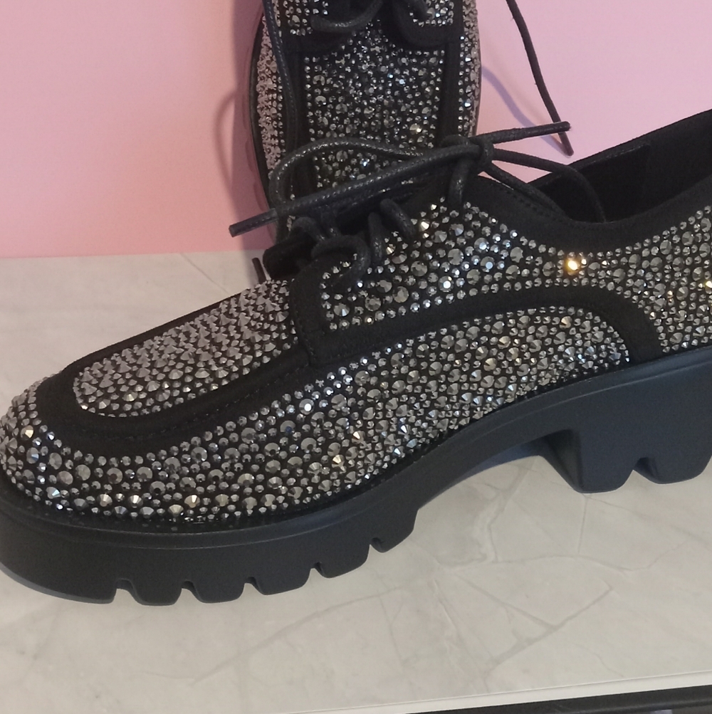 Chunky Platform Rhinestone Oxford Shoes ✨ - Picture 2 of 5